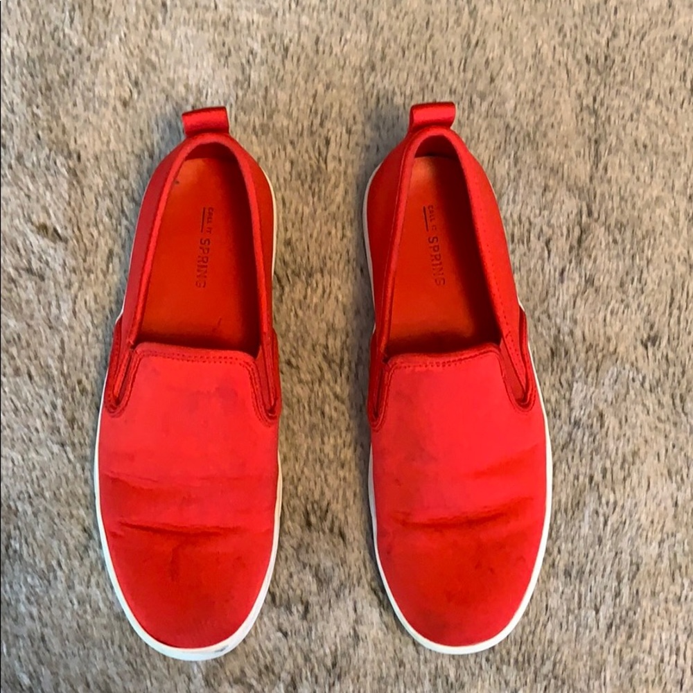 Red canvas flats